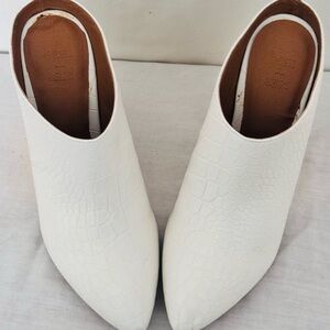White Croc-Embossed Mules